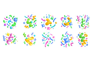 Party confetti. 3D Glossy color, an Object Illustration by winwin.art