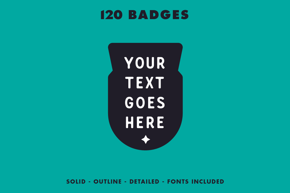 120 vector badges with fonts!, an Object Graphic by Great Scott!