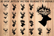 Deer Antler Silhouette Bundle, an Object Illustration by yasushie (Thumbnail 1 of 31)