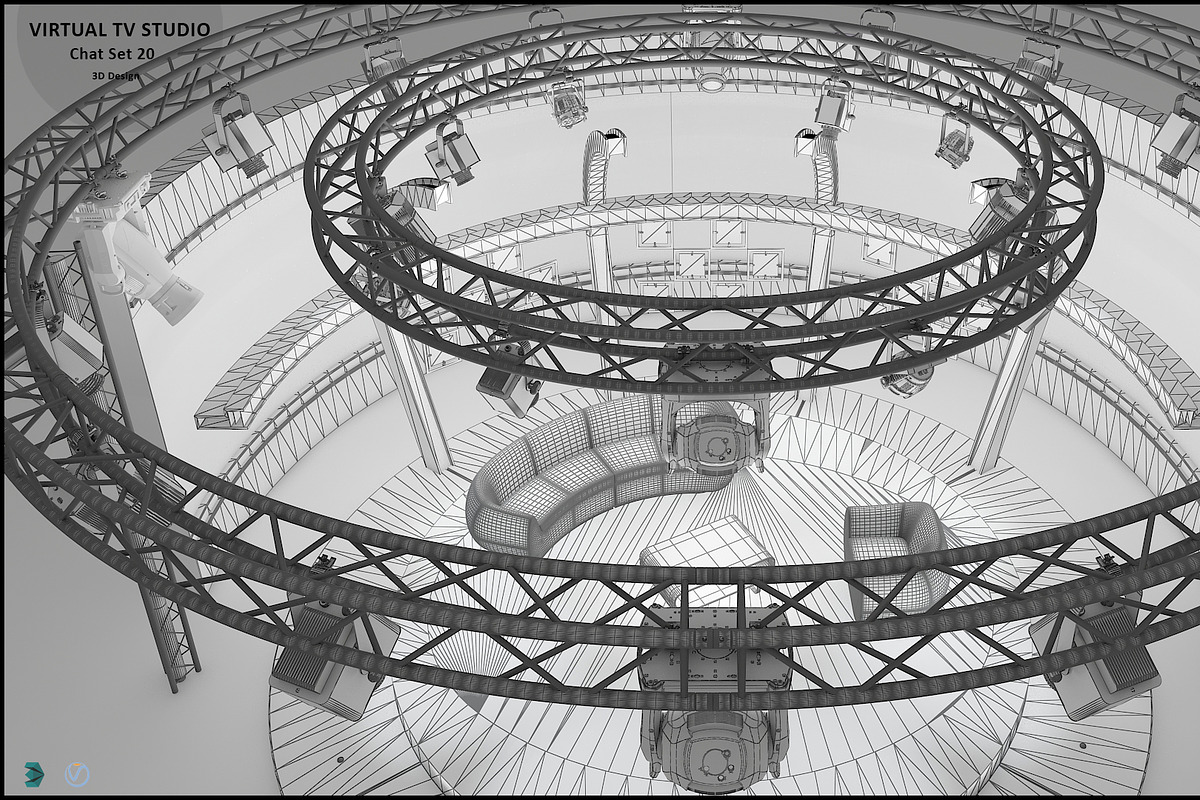 Virtual TV Studio Chat Set 20, an Architecture 3D Model by akerStudio (Photo 13 of 26)