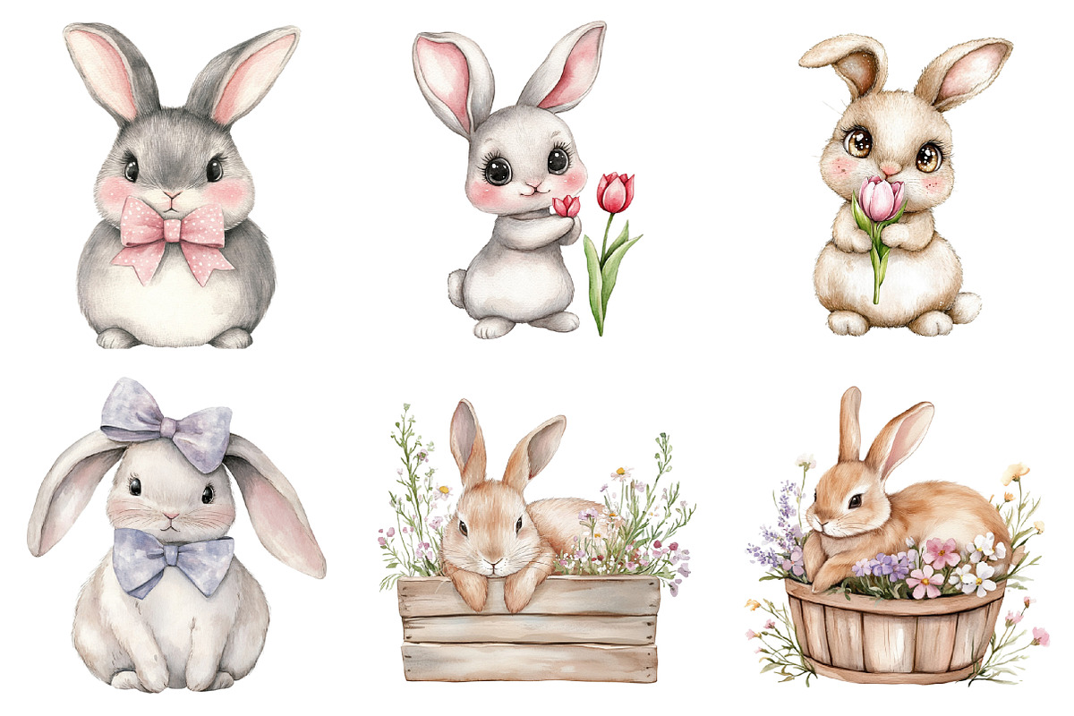 Spring Bunny Clipart PNG, an Illustration by SinaCreation (Photo 4 of 5)