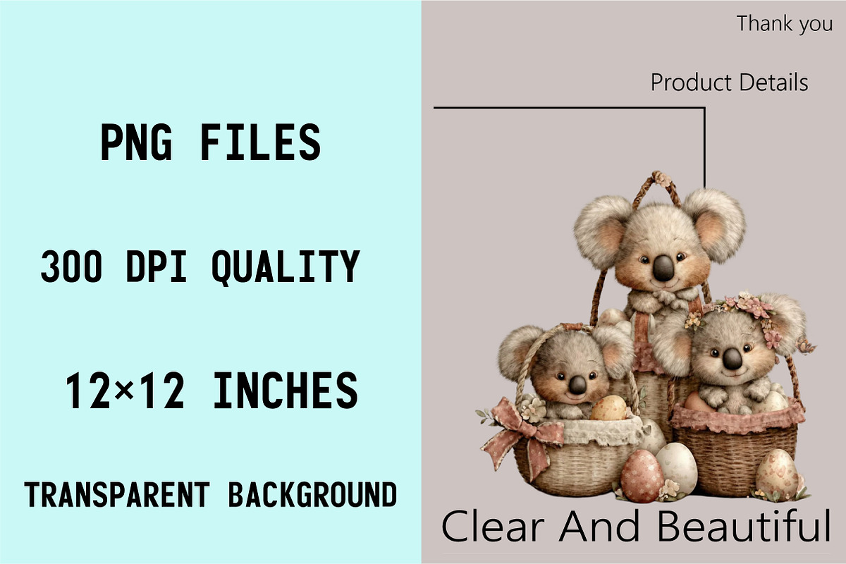 Whimsical Easter Koala Clipart Bundl, an Illustration by SVGArt (Photo 6 of 7)