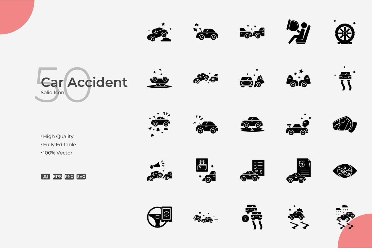 Car Accident Solid Icons, an Icon by Bloodline