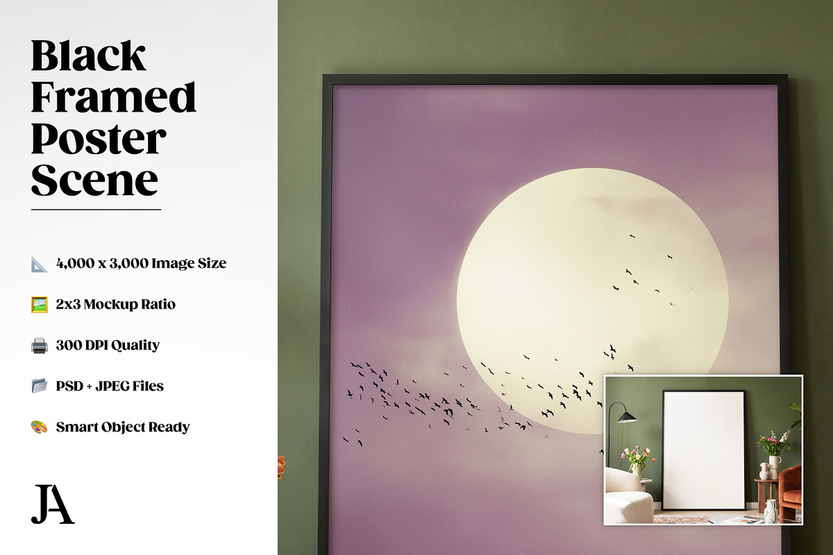 Black Framed Poster 2x3 PSD Mockup, a Household Mockup by Julian Adams (Photo 2 of 3)