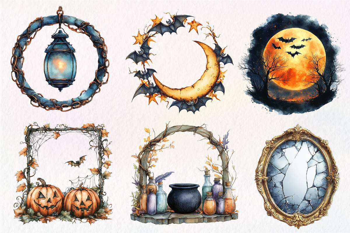 Spooky Halloween Frames Clipart, an Illustration by Dream Creation (Photo 4 of 6)