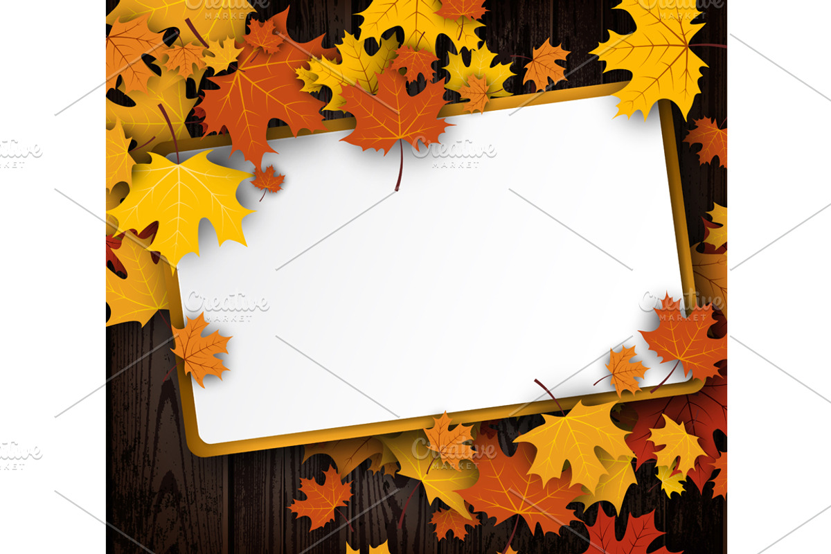 Wooden texture set with maple leaves, a Decorative Illustration by Vjom (Photo 2 of 9)