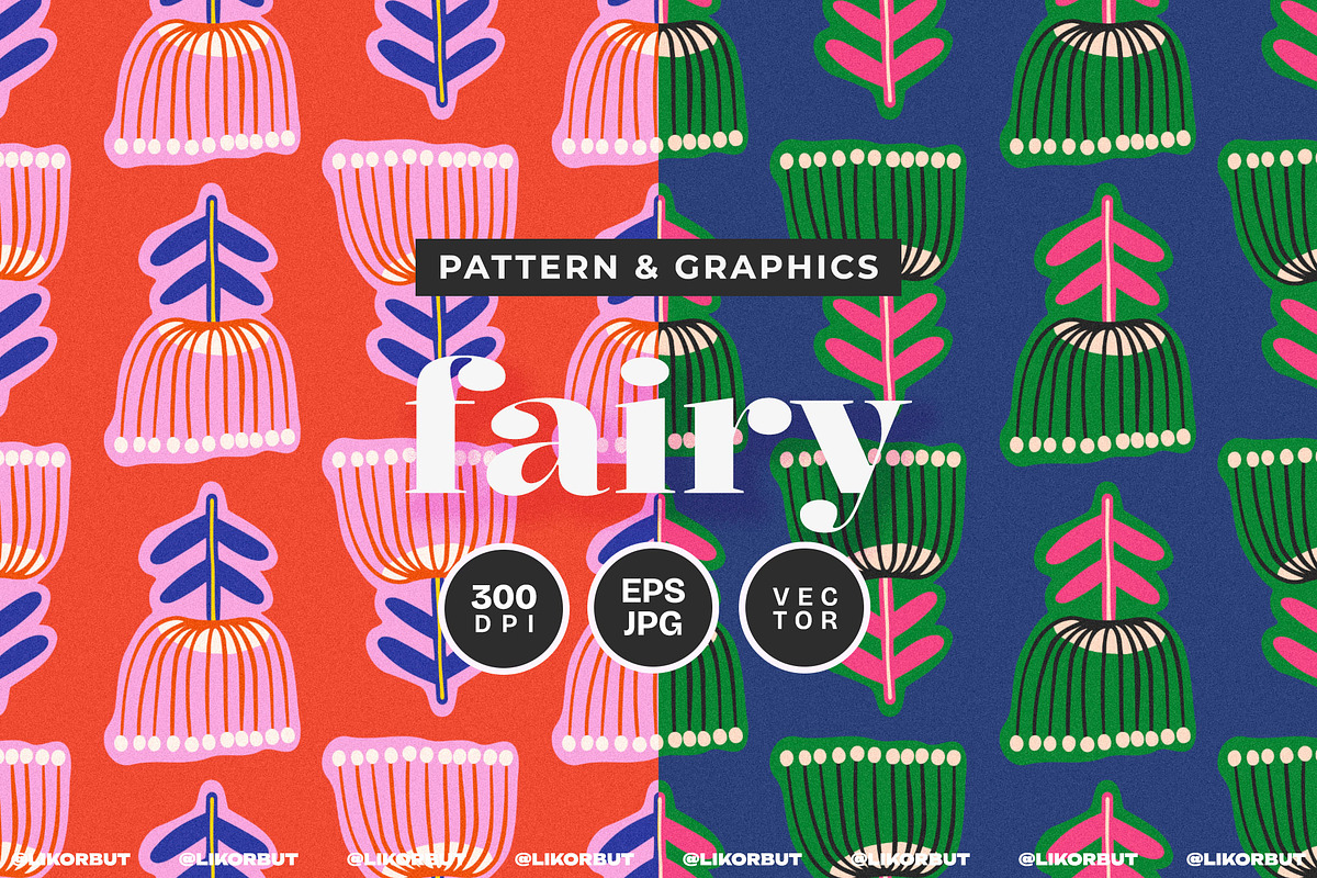 Fairy Abstract Modern Floral Pattern, a Pattern Graphic by likorbut (Photo 1 of 10)