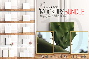 Frame mockupsbundle,gold,wood,W&B