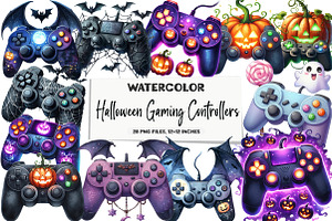 Halloween Gaming Controllers Clipart, an Illustration by DreamArtGraphic