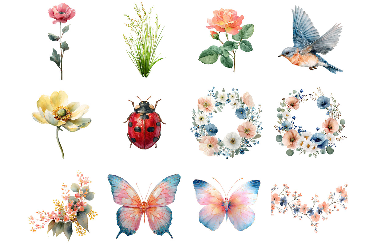 Wild Flowers Nature Clipart, an Illustration by DreamArtGraphic (Photo 4 of 4)