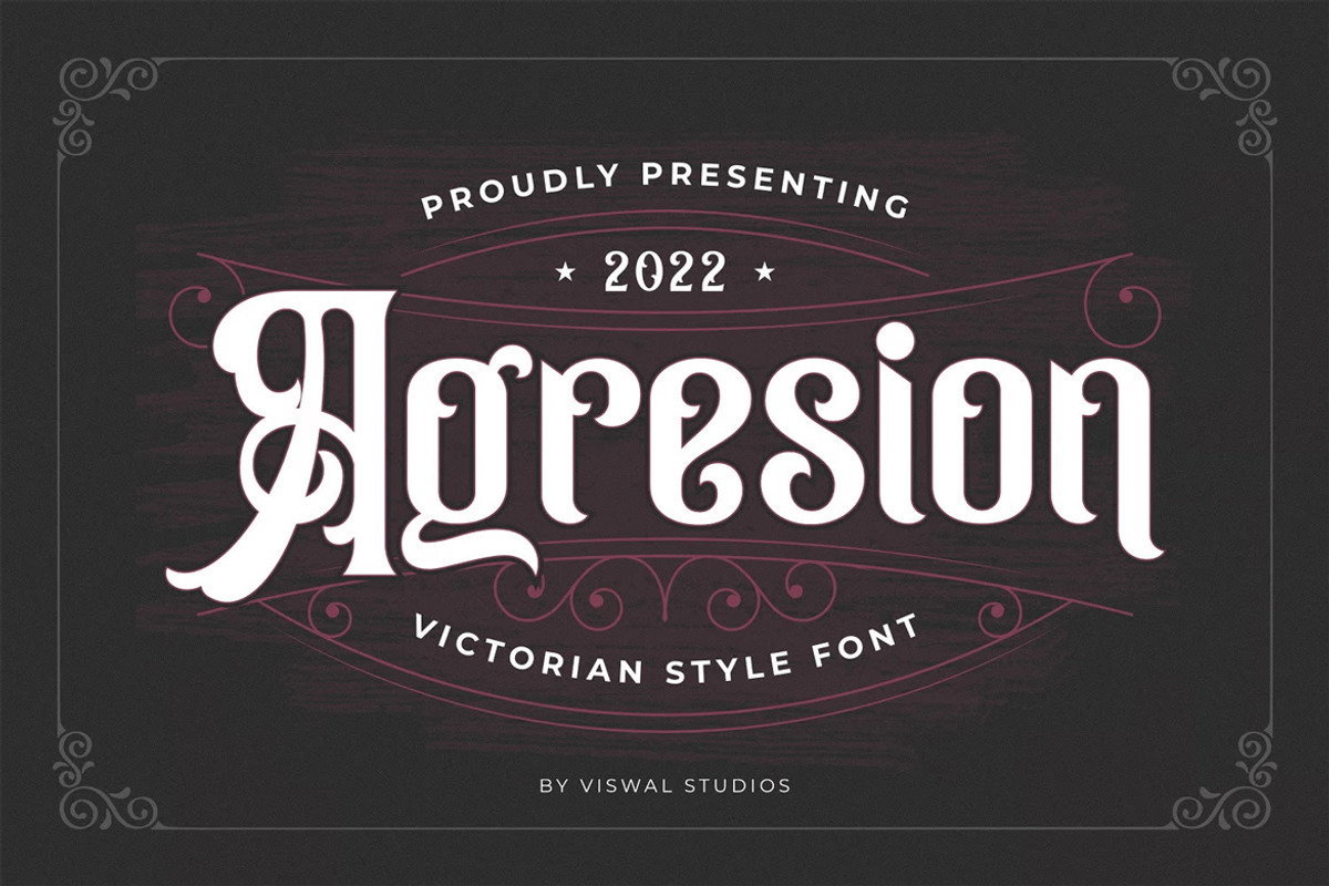 Agresion - Vintage Font, a Blackletter Font by Viswal Studio (Photo 1 of 6)