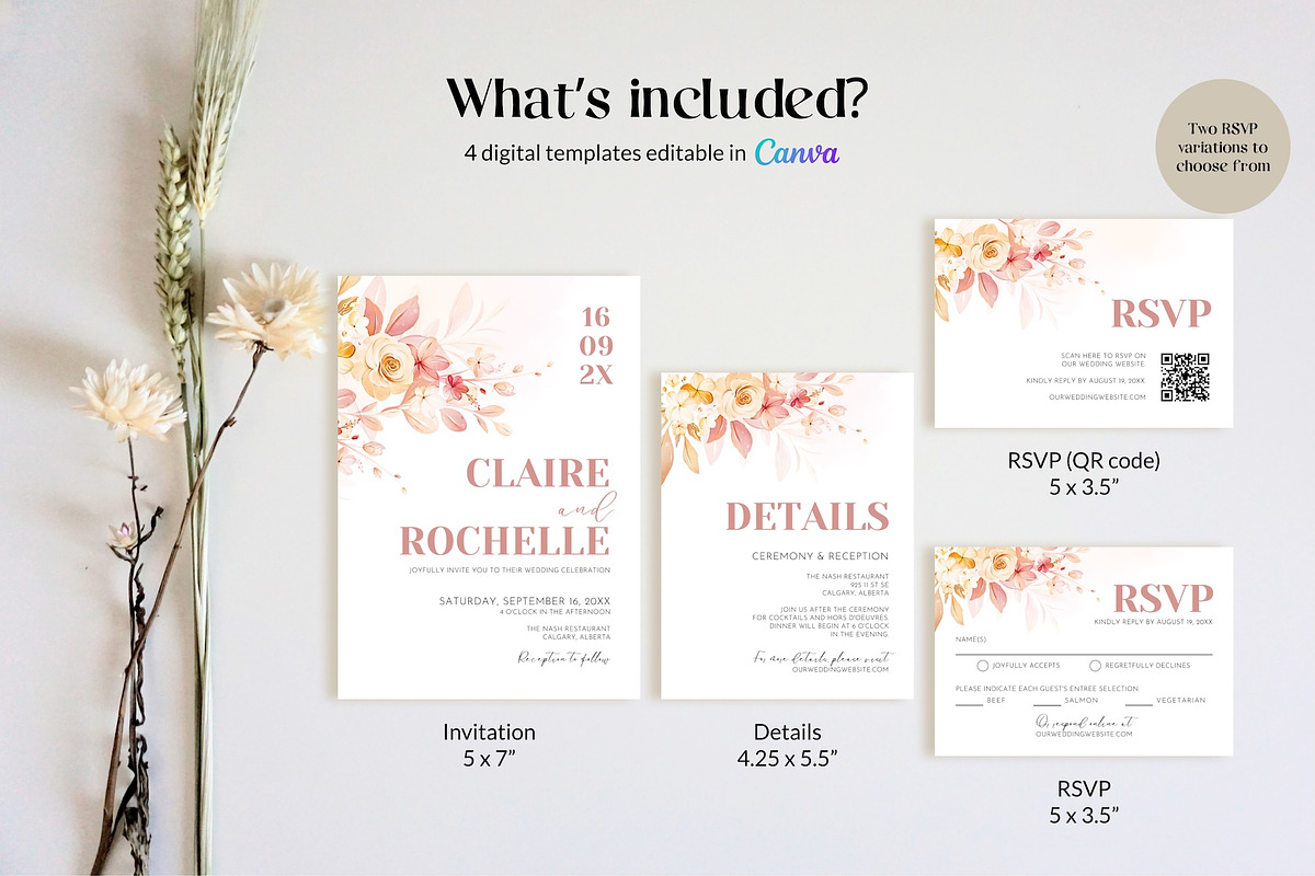 Romantic Floral Invitation Template, an Invitation Template by Cottontail Paper Shop (Photo 4 of 7)