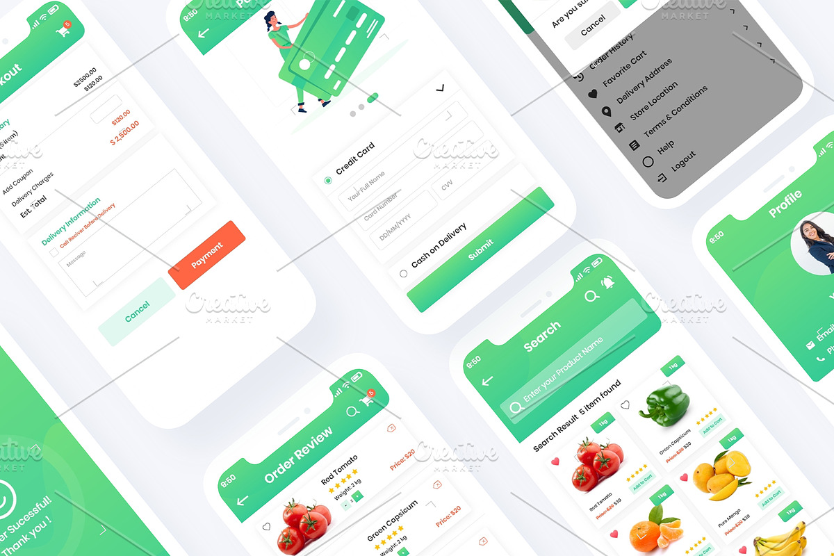 Supermarket Grocery Store Mobile App, an UI Kit Template by RiveupDigital (Photo 4 of 6)