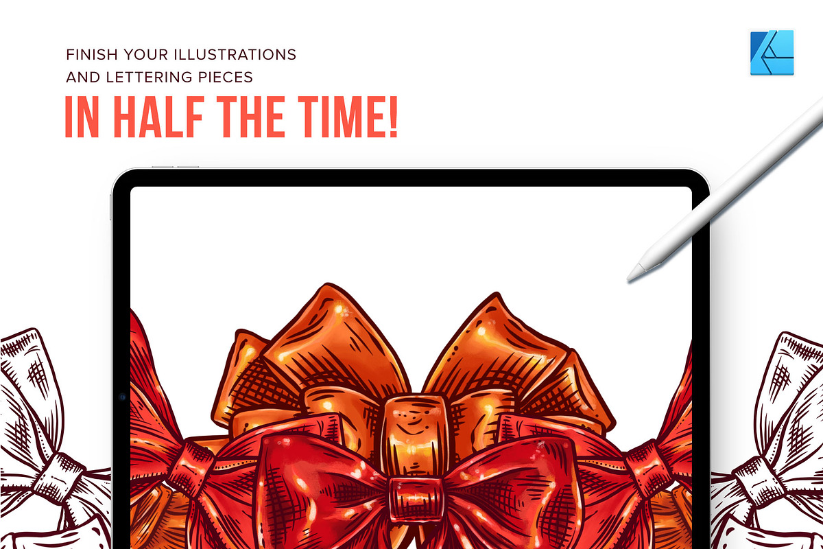 5 Ribbon Affinity Stamp Brushes, a Brush Add-On by Riveros Illustration (Photo 6 of 9)