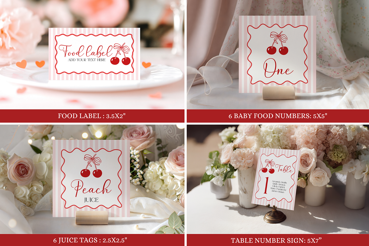 Cherry On Top Baby Shower Bundle, a Stationery Template by VeliusCreativeStudio (Photo 5 of 8)