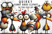 Quirky Funny Birds Clipart, an Illustration by Libby Wishes (Thumbnail 1 of 7)