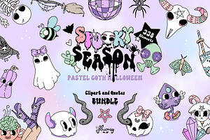Pastel Goth Halloween creepy bundle, a Seasonal Illustration by Huxmay