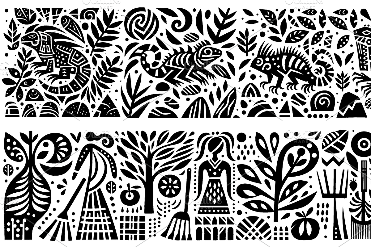 Vintage Flowers Folk Art, a Decorative Illustration by devastd (Photo 13 of 28)