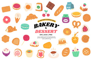 Cute Bakery and Dessert Clipart, a Food Illustration by Victoruler