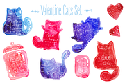 Valentine Cats Watercolor, an Object Graphic by Kotozoid (Thumbnail 1 of 2)