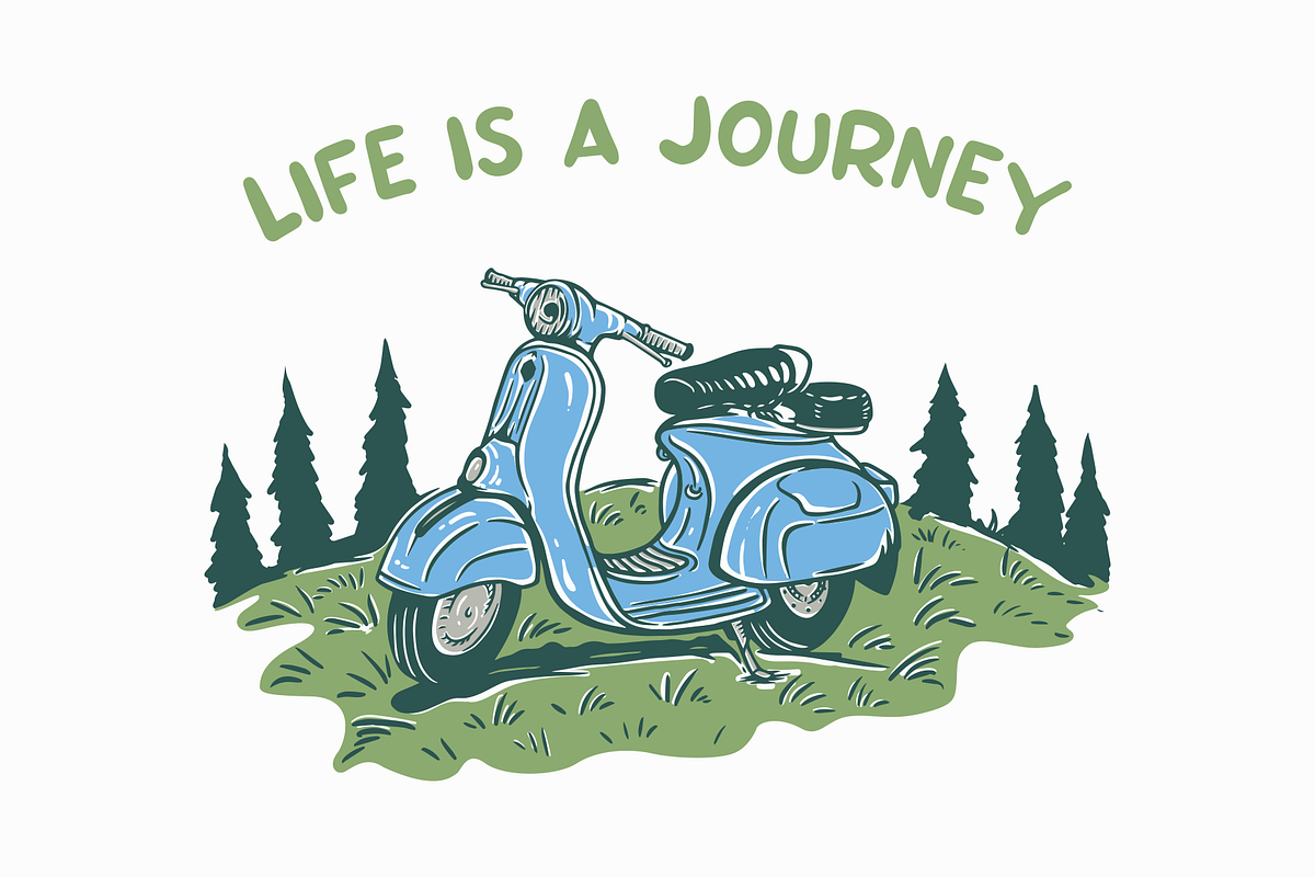 Classic Scooter, Life is a Journey, a Transportation Illustration by Mangustudio (Photo 1 of 3)