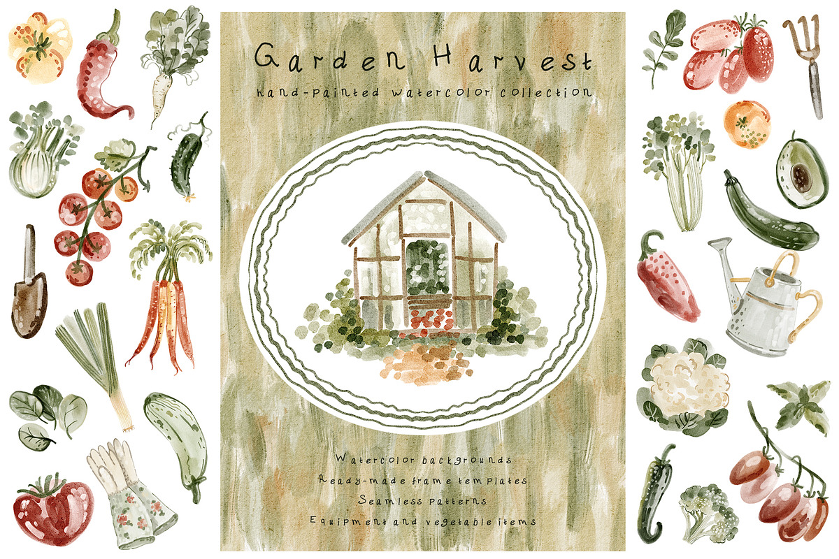 Hand-Painted Vegetable Clipart, a Food Illustration by LenArt (Photo 1 of 15)