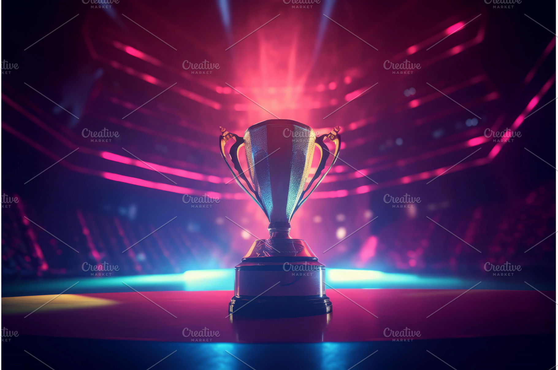 E-sports trophy standing on podium, a Sports & Recreation Photo by Ylivdesign