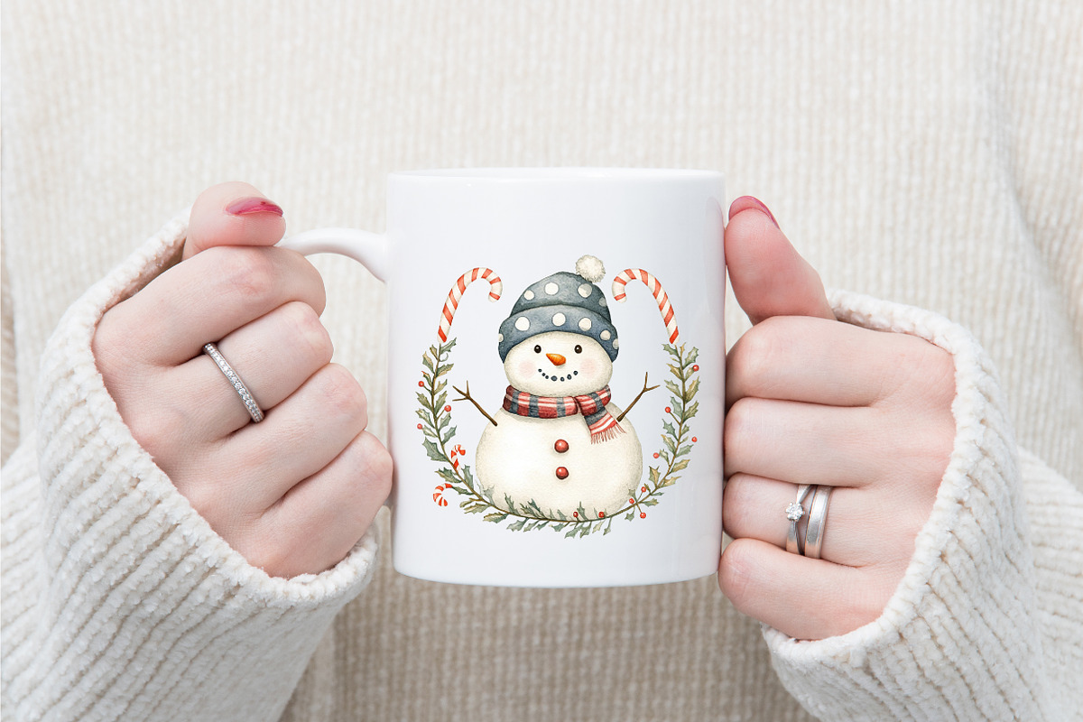 Whimsical Christmas Snowman Clipart, an Illustration by designcity5 (Photo 4 of 5)