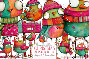 Whimsical Winter Bird Clipart, an Illustration by SinaCreation (Thumbnail 1 of 7)