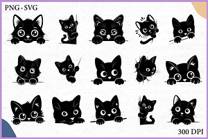 Black Cat Peeking Clipart SVG Bundle, an Animal Illustration by Gfx Expert Team