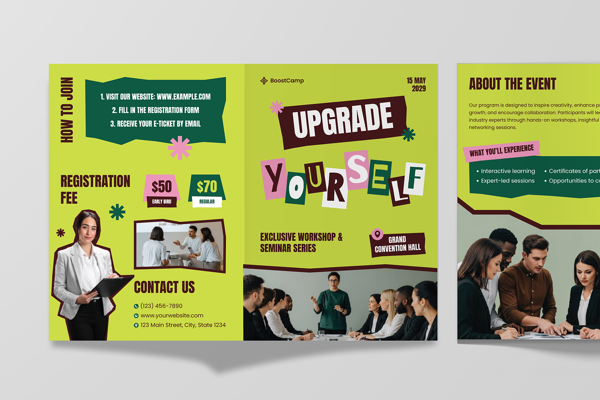Workshop And Seminar Bifold Brochure, a Brochure Template by Annora Studio (Photo 5 of 6)