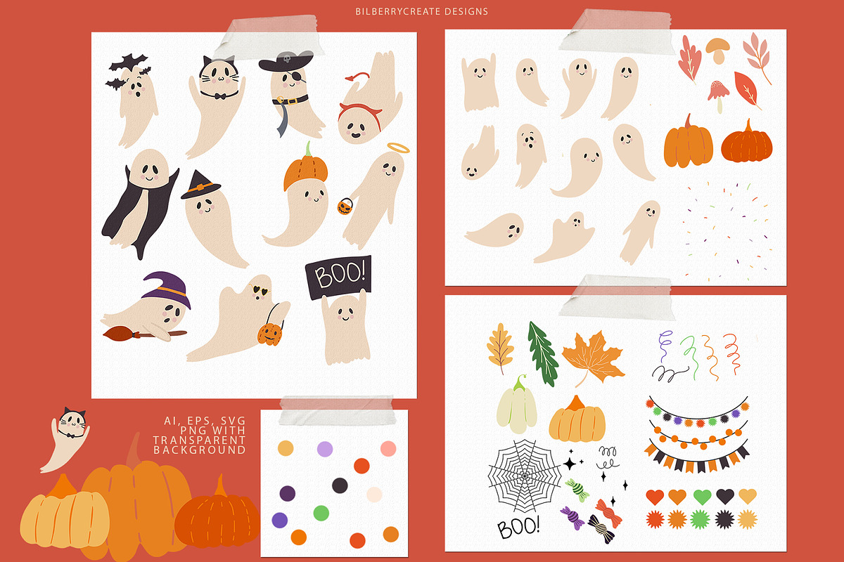 Spooky Night halloween clip art, a Seasonal Illustration by BilberryCreates (Photo 14 of 16)