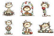 Whimsical easter cats clipart, an Illustration by CreationArt (Thumbnail 7 of 7)