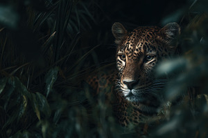 Leopard resting among green plants, a Photo by Beautiful things