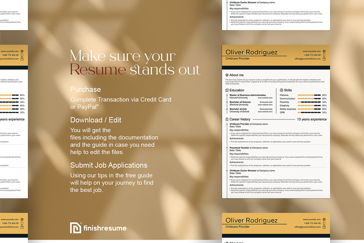 Childcare Provider resume template, a Resume Template by FinishResume (Photo 11 of 11)