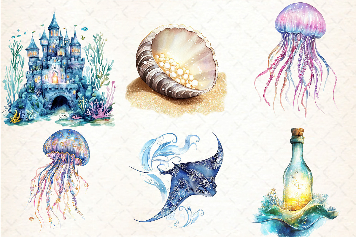 Sea Ocean Boho Clipart, an Illustration by DreamCafeArt (Photo 2 of 5)