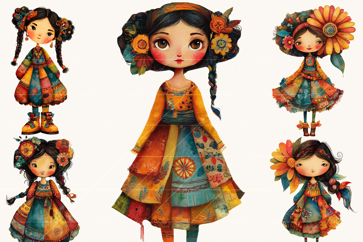 Whimsical Quirky Girl Clipart Bundle, a Person Illustration by BusyDaydesign (Photo 3 of 9)