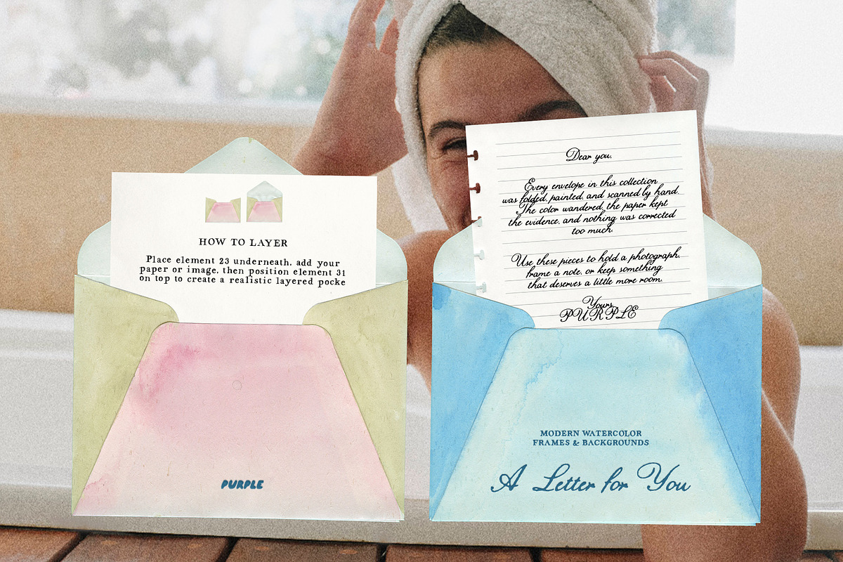 A Letter for You: Watercolor Collage, an Object Graphic by Purple (Photo 9 of 16)