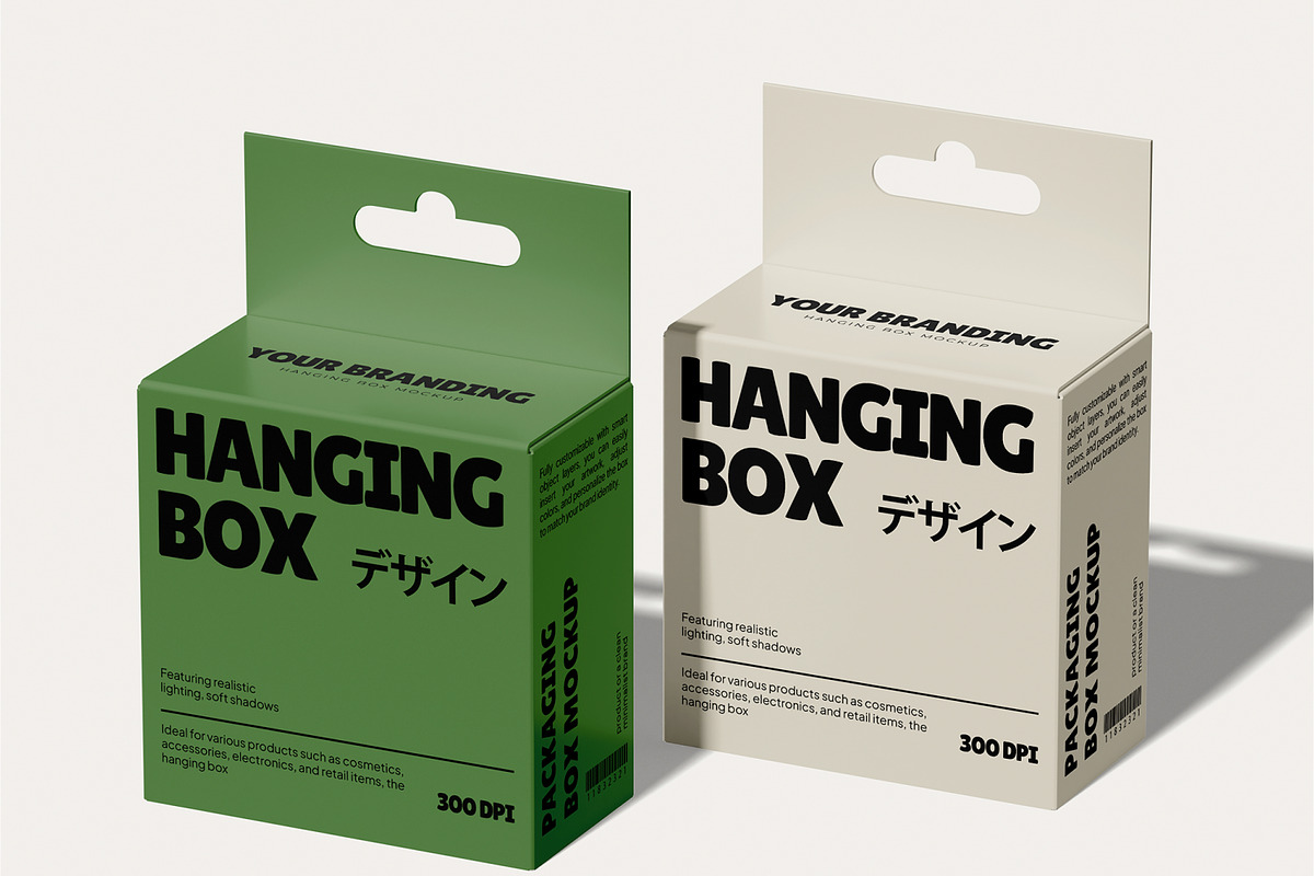 Square Hanging Box Mockup, a Packaging Mockup by Permadi Creative