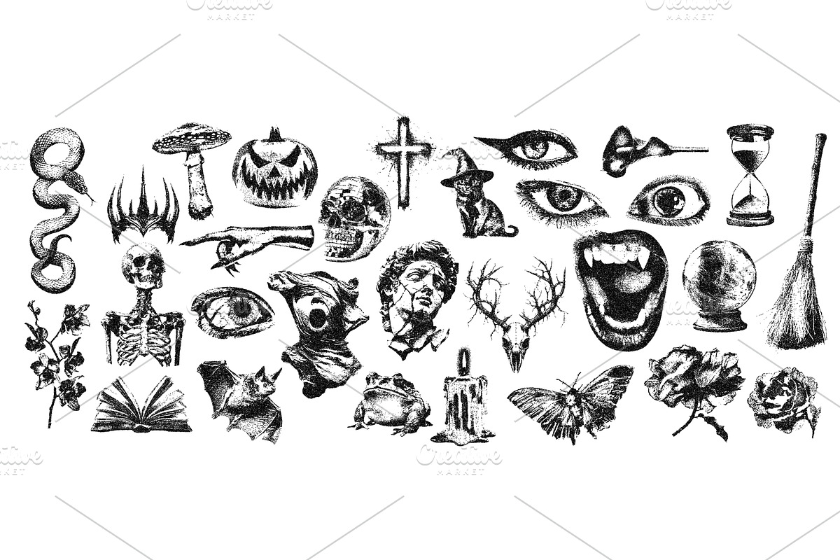Gothic Halloween design elements for, a Texture Illustration by Simple Patterns