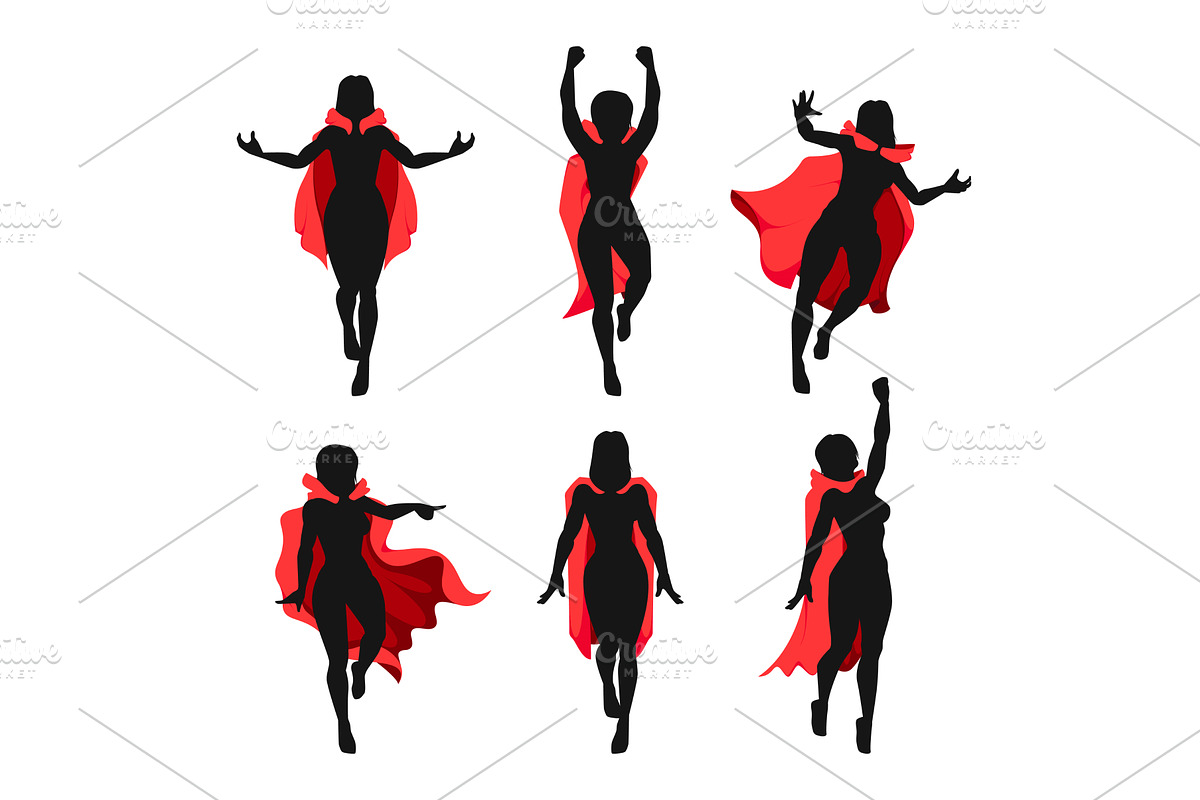 Female superhero in red cloak, a Person Illustration by Frogella
