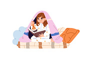 Cute kids reading paper books set, a Person Illustration by PaperTrident (Thumbnail 3 of 9)