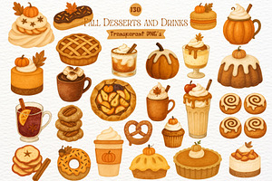 Watercolor Fall Drink and Desserts, an Illustration by Nicolle's Colorful Art