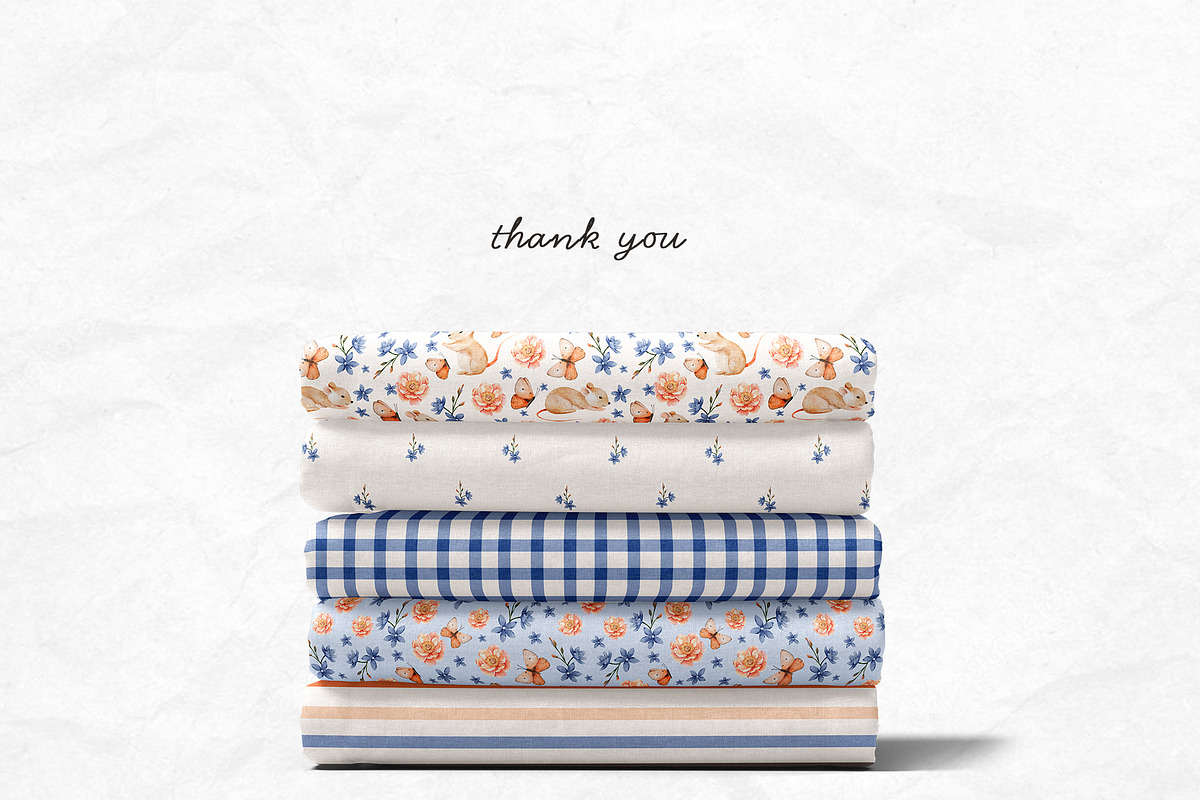 Seamless patterns cute mous, flowers, a Pattern Graphic by Pattern + watercolor (Photo 13 of 13)
