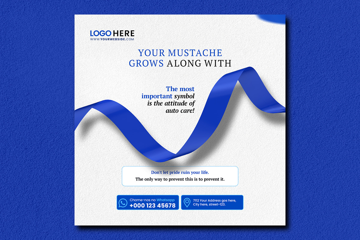 Mustache Grows Social Media Post, a Social Media Template by creative-mint (Photo 2 of 2)