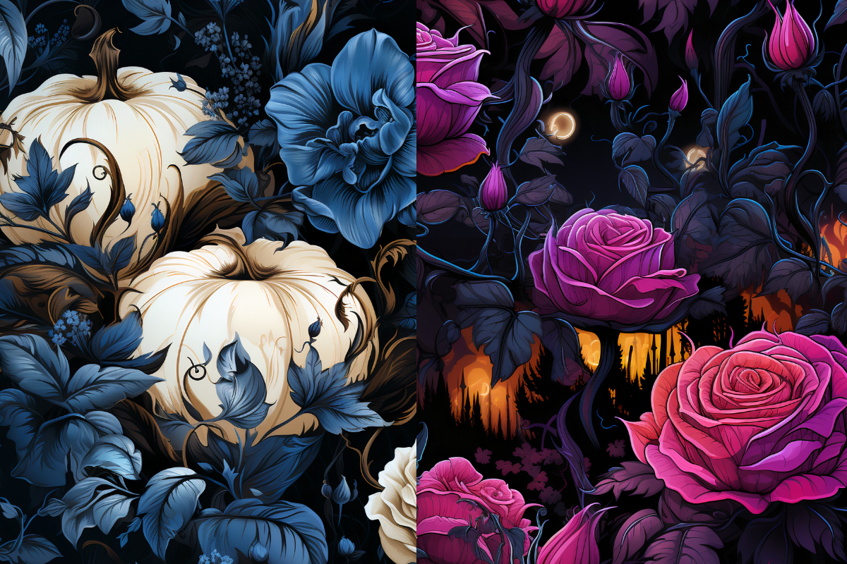 Halloween Vintage Dark Roses Seamles, a Pattern Graphic by Agnesagraphic (ID 95) (Photo 2 of 6)