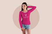 Long Sleeve Woman T-Shirt MockUp, a Shirt Mockup by PSD Market (Thumbnail 9 of 11)