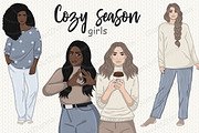 Cozy Season Girls Clipart, a Person Illustration by GlamArtZhanna (Thumbnail 1 of 5)