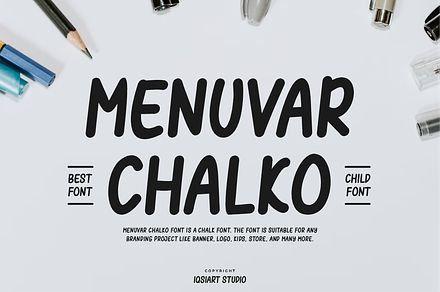 Menuvar Chalko - Chalk & Marker Font, a Sans Serif Font by Iqsiart Studio