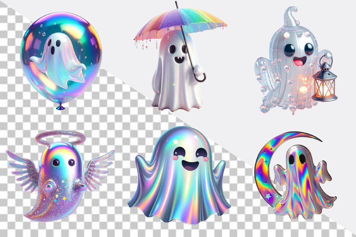 Halloween Iridescent Ghost Clipart B, an Illustration by SVGArt (Photo 2 of 8)